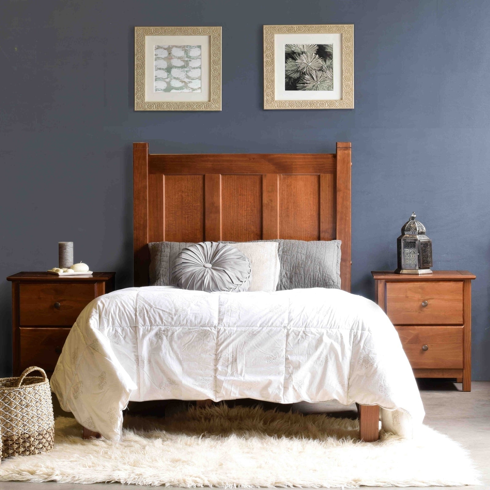 Grain Wood Furniture Shaker Solid Wood Panel Platform Bed