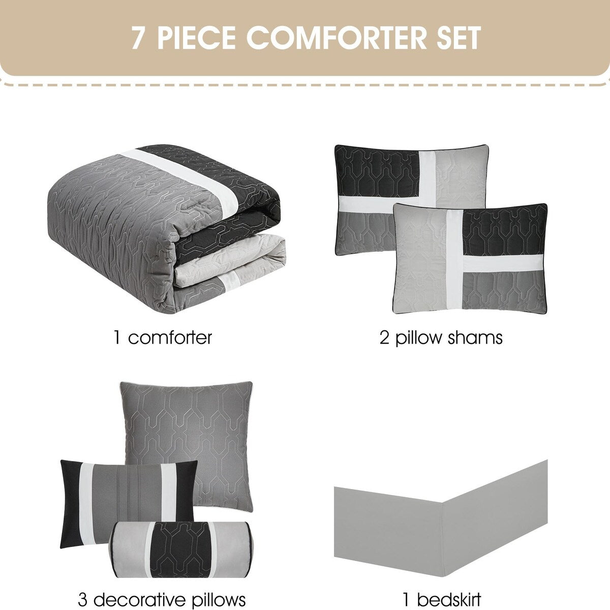 Nanshing Blake 7 Piece Modern Colorblock Comforter Set