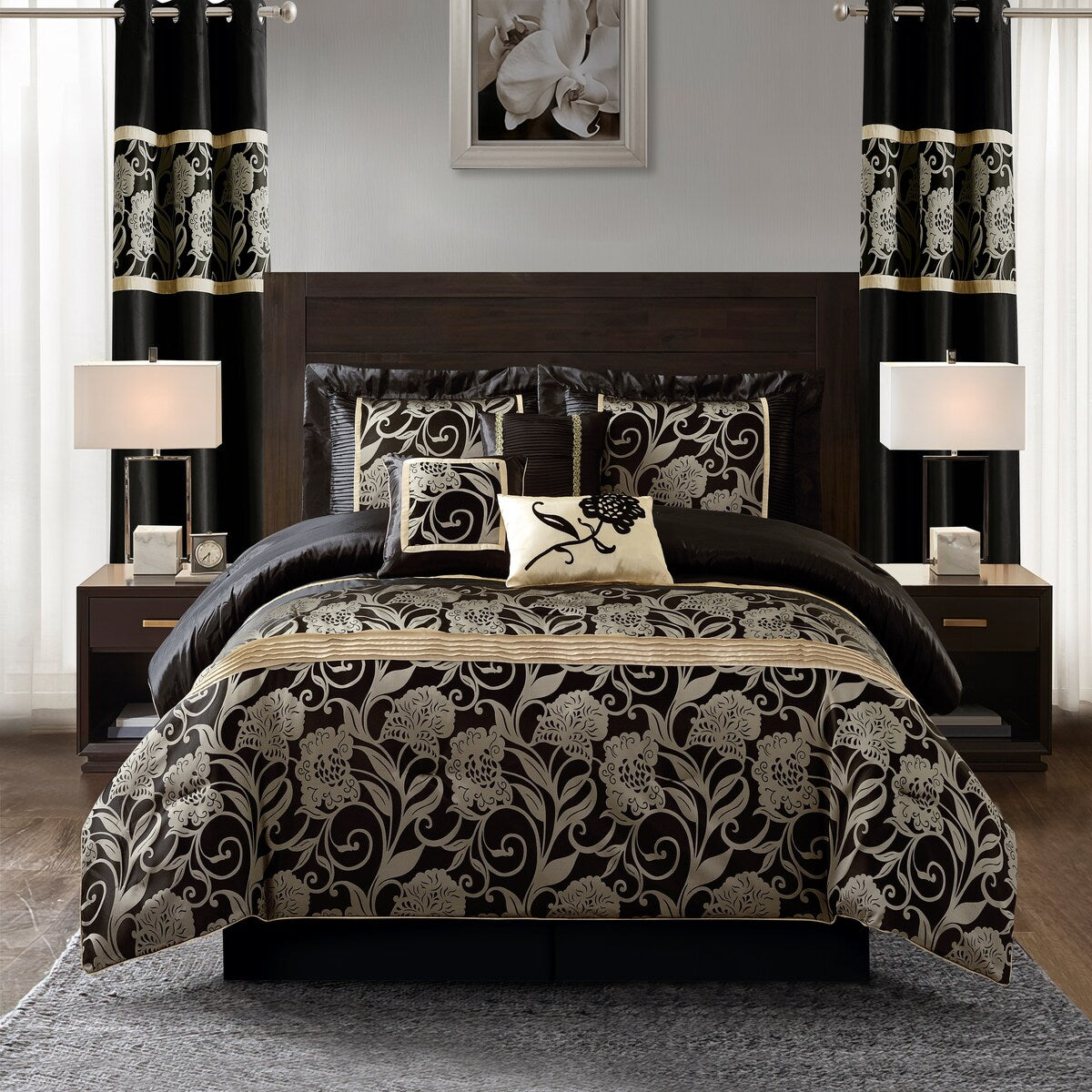 Nanshing Brie 9 Piece Floral Jacquard Comforter Set