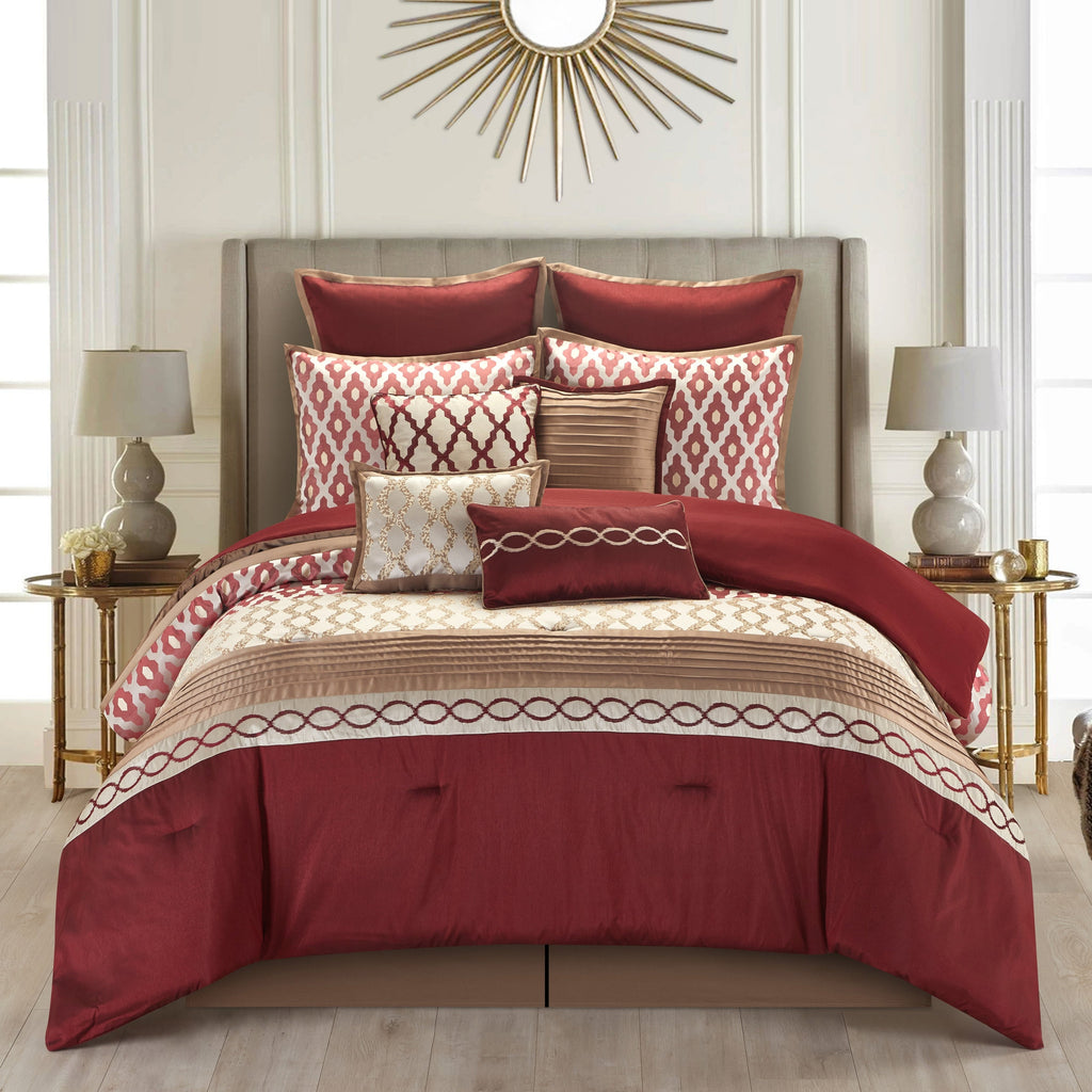 Nanshing Calvin Luxury10-Piece Geometric Comforter Set