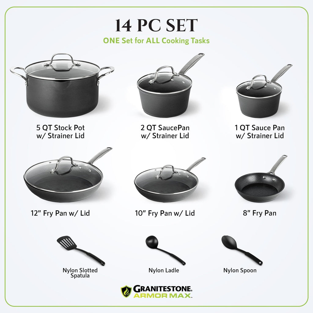 Granitestone Armor Max 14 Piece Hard Anodized Cookware Set