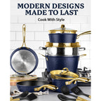 Granitestone Charleston Hammered 15 Piece Nonstick Cookware Set