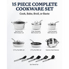 Granitestone Charleston Hammered 15 Piece Nonstick Cookware Set