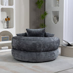 Gray Oversized 42.52 Chenille Lazy Bean Bag Single Sofa with Three Pillows for Bedroom