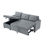 Grey 81.5'' Linen Convertible Sleeper Sofa with Reversible Storage Chaise