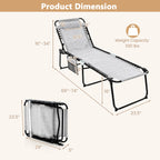 Gymax Folding Beach Lounger Chaise Lounge Chair w/ Pillow 4-Level