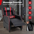 Gymax Massage Gaming Recliner Chair PU Leather Single Recliner Sofa