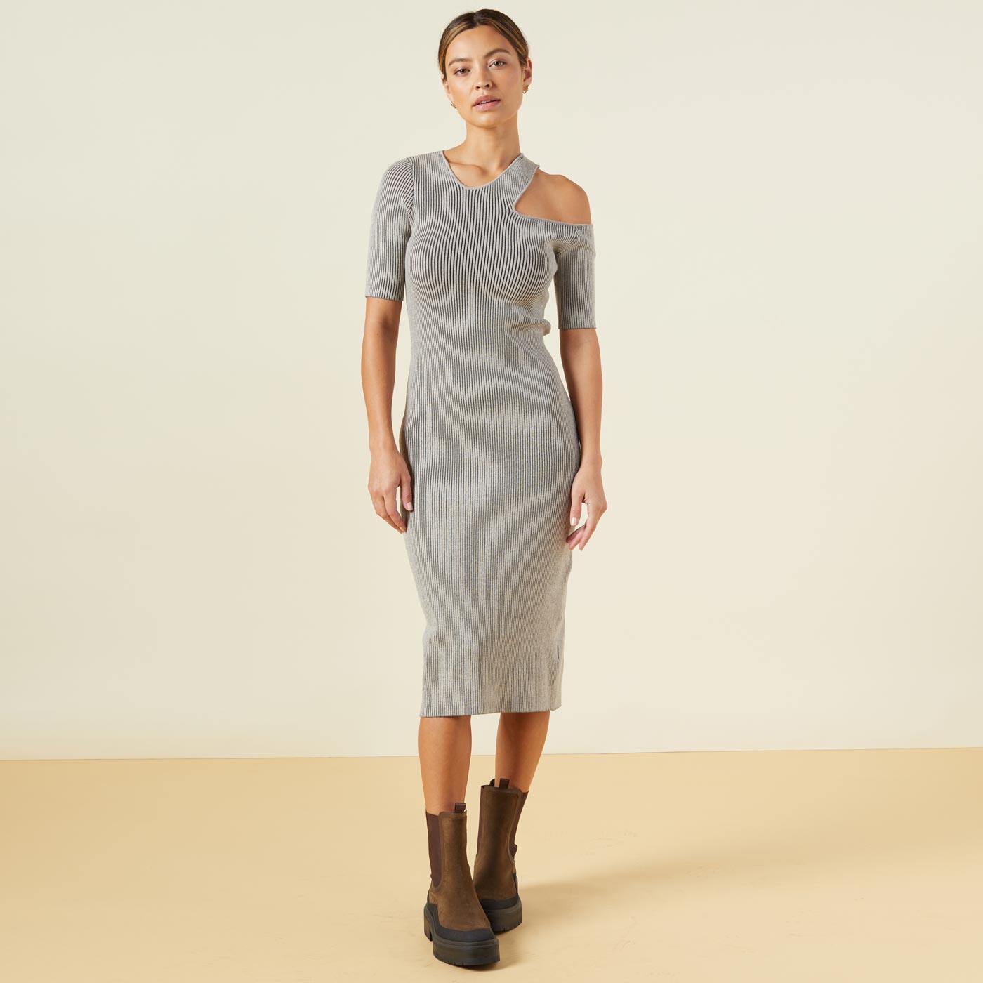 Sweater Rib Cut Out Dress