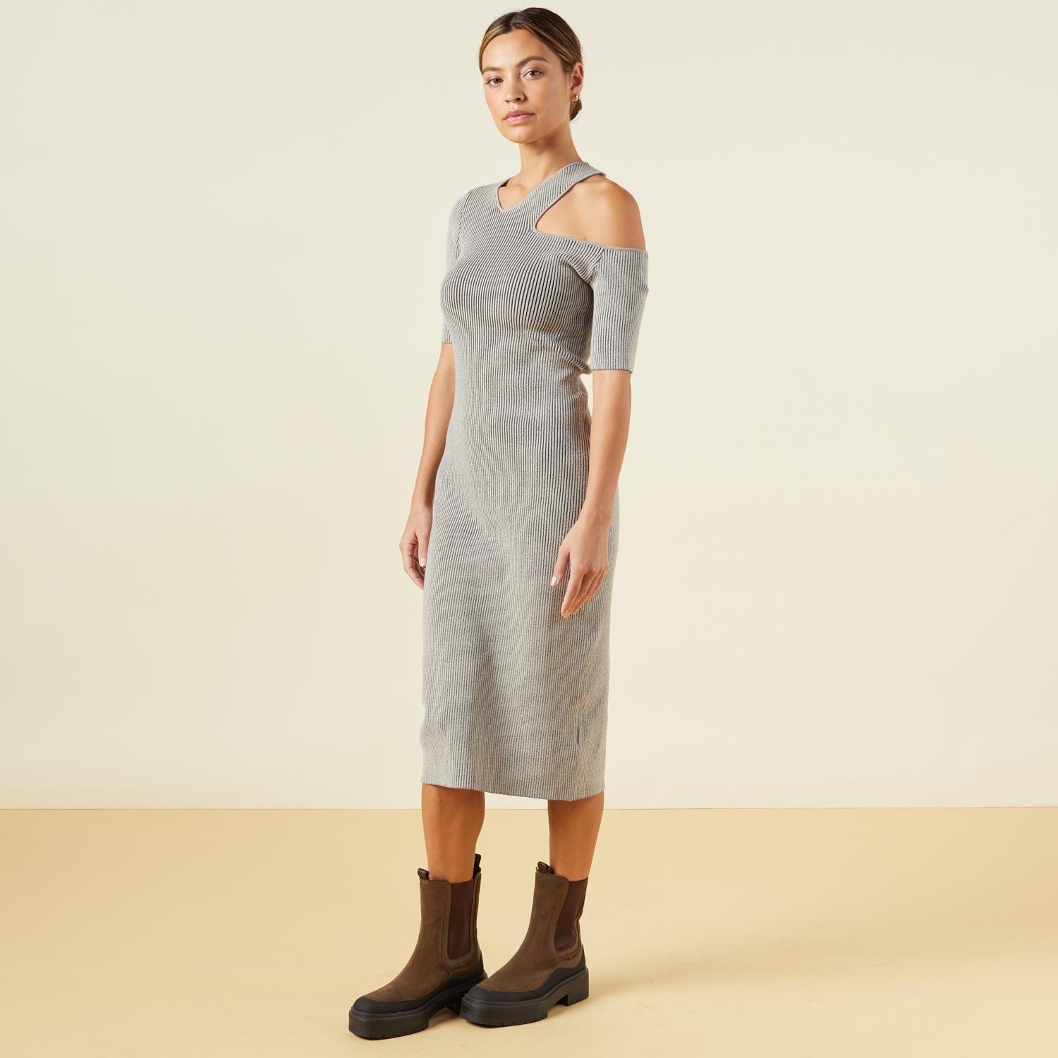 Sweater Rib Cut Out Dress
