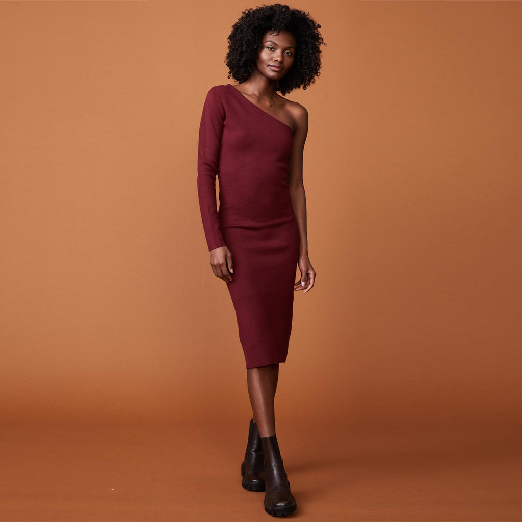 Supersoft Sweater Knit One Shoulder Dress