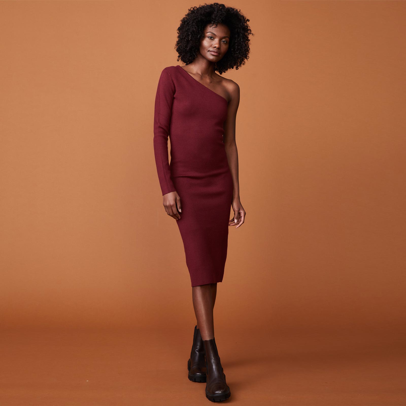Supersoft Sweater Knit One Shoulder Dress