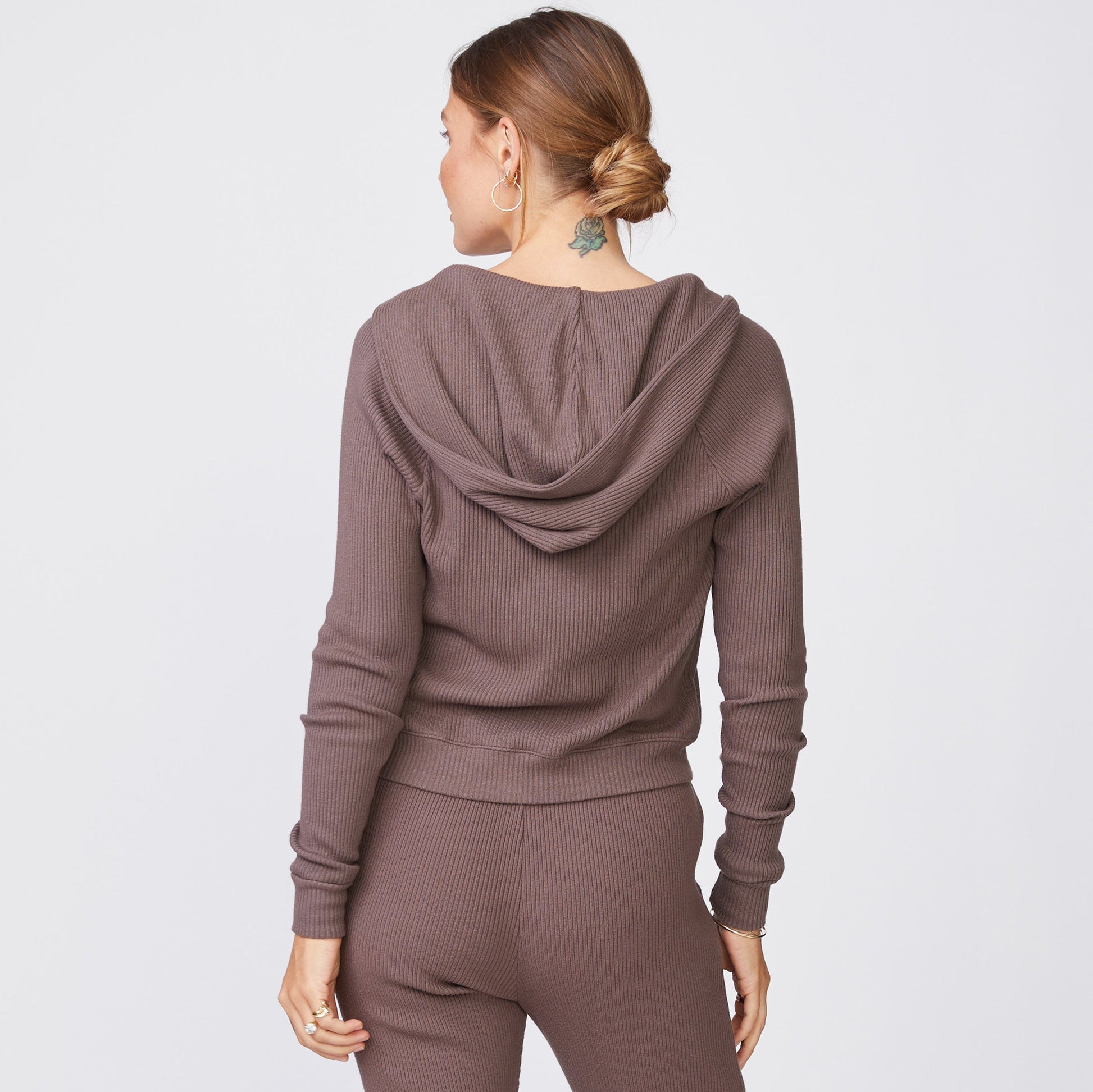 Brushed Rib Hooded Cardigan