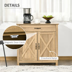 HOMCOM 32 Farmhouse Barn Door Style Sideboard Cabinet,Buffet Storage Cabinet Coffee Bar for Living Room or Entryway