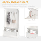 HOMCOM 71 3-In-1 Hall Tree Storage Bench and Coat Rack with 5 Steel Double Hooks, and Anti-Topple Anchor for Entryway