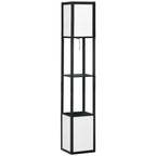 HOMCOM Floor Lamp with Shelves, Dual Light, Modern Tall Standing Lamps, with Fabric Lampshade (Bulb not Included)