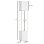 HOMCOM Floor Lamp with Shelves, Dual Light, Modern Tall Standing Lamps, with Fabric Lampshade (Bulb not Included)