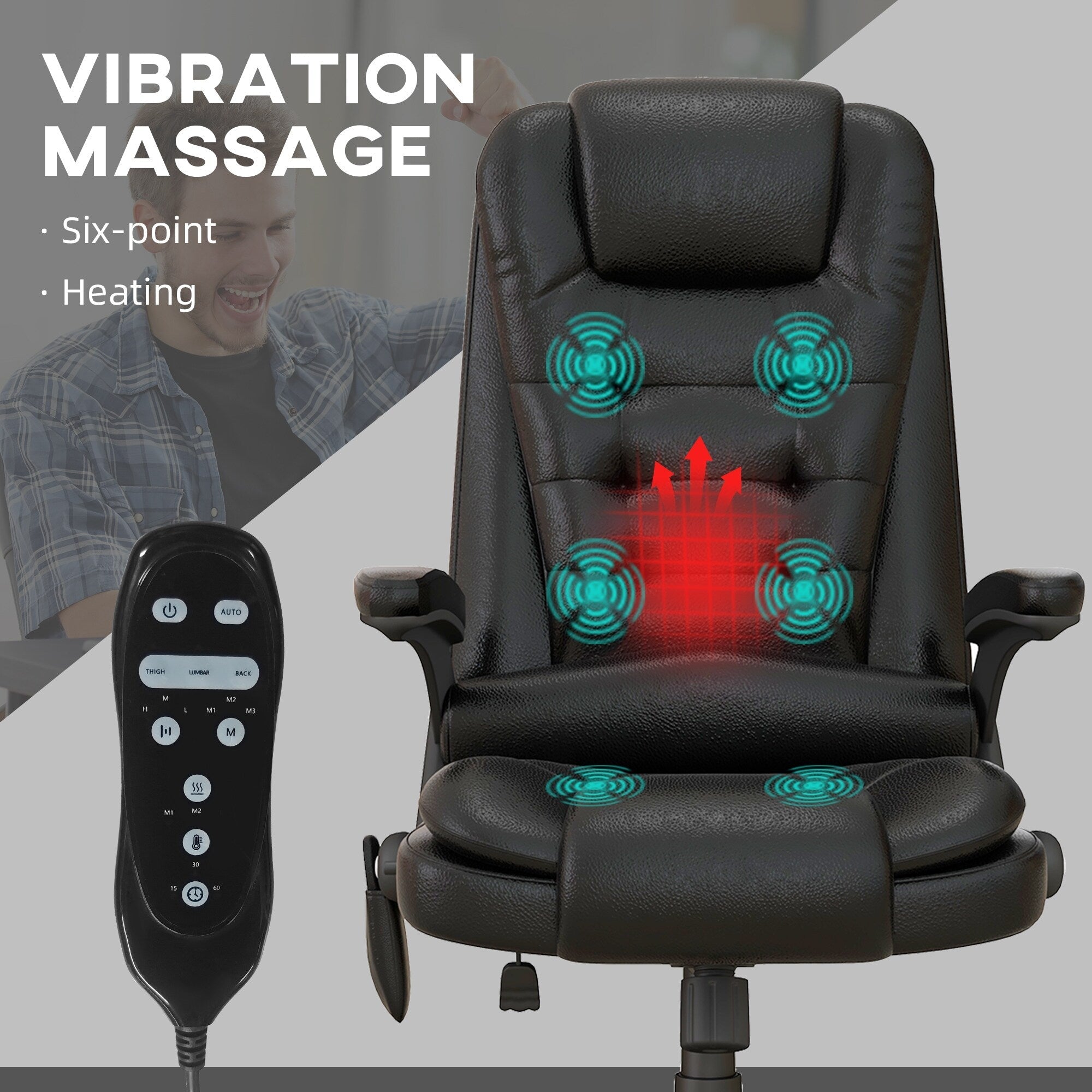 HOMCOM High Back Vibration Massage Office Chair with 6 Vibration Points, Beige