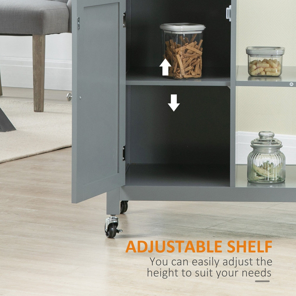 HOMCOM Kitchen Trolley, Wood Top Utility Cart on Wheels with Open Shelf and Storage Drawer for Dining Room, Kitchen