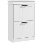 HOMCOM Shoe Cabinet for Entryway, Narrow Shoe Rack Storage Organizer with 2 Flip Drawers and Adjustable Shelves