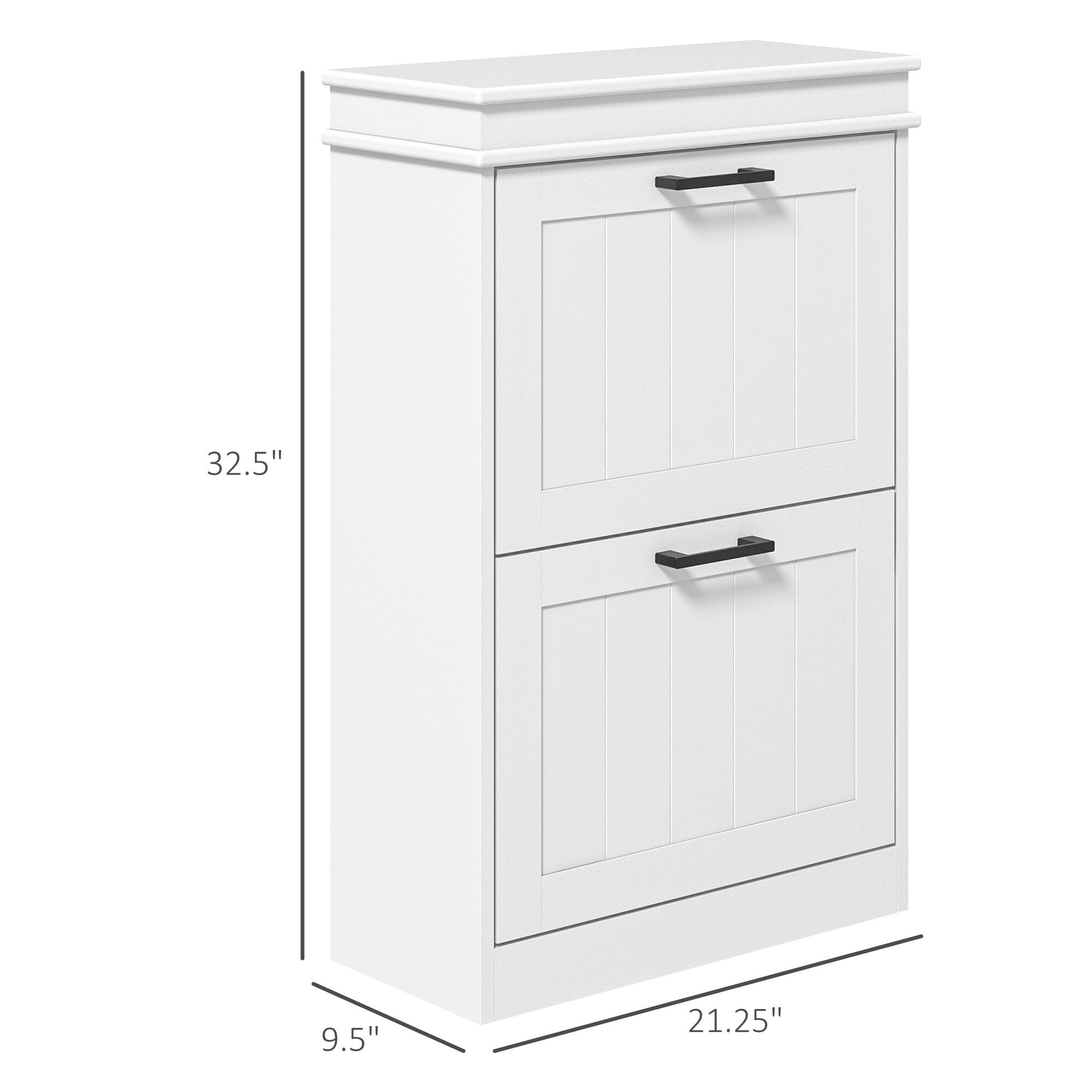 HOMCOM Shoe Cabinet for Entryway, Narrow Shoe Rack Storage Organizer with 2 Flip Drawers and Adjustable Shelves