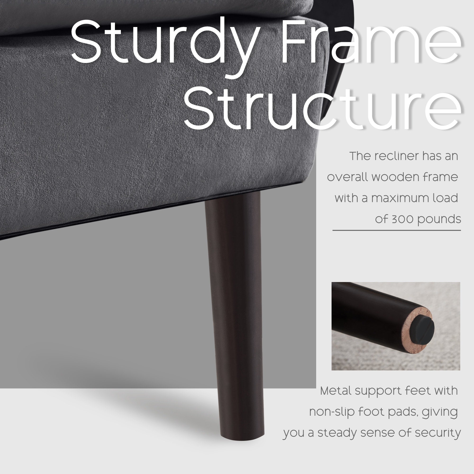 HOMYKA Accent Lounge Chair with Adjustable Backrest Storage Ottoman