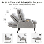 HOMYKA Accent Lounge Chair with Adjustable Backrest Storage Ottoman