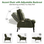 HOMYKA Accent Lounge Chair with Adjustable Backrest Storage Ottoman