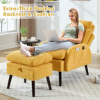 HOMYKA Accent Lounge Chair with Adjustable Backrest Storage Ottoman