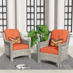 HOOOWOOO 2-piece High Back Wicker Rattan Outdoor Patio Chair Set