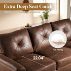 HOOOWOOO Mid-Century 3-Seat Upholstered Sofa with Wood Legs for Living Room