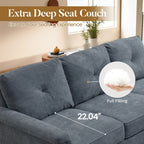 HOOOWOOO Mid-Century 3-Seat Upholstered Sofa with Wood Legs for Living Room