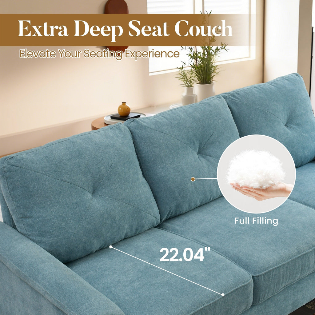 HOOOWOOO Mid-Century 3-Seat Upholstered Sofa with Wood Legs for Living Room