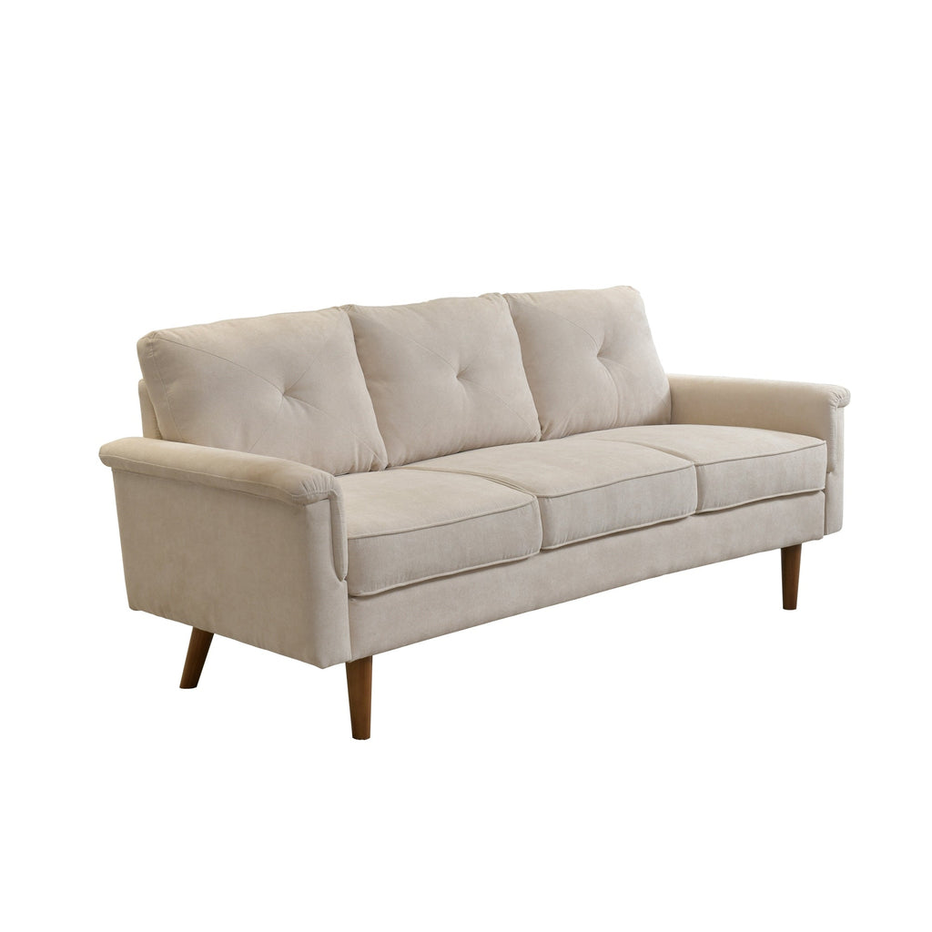 HOOOWOOO Mid-Century 3-Seat Upholstered Sofa with Wood Legs for Living Room