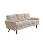 HOOOWOOO Mid-Century 3-Seat Upholstered Sofa with Wood Legs for Living Room
