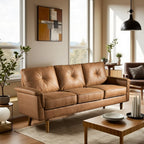 HOOOWOOO Mid-Century 3-Seat Upholstered Sofa with Wood Legs for Living Room