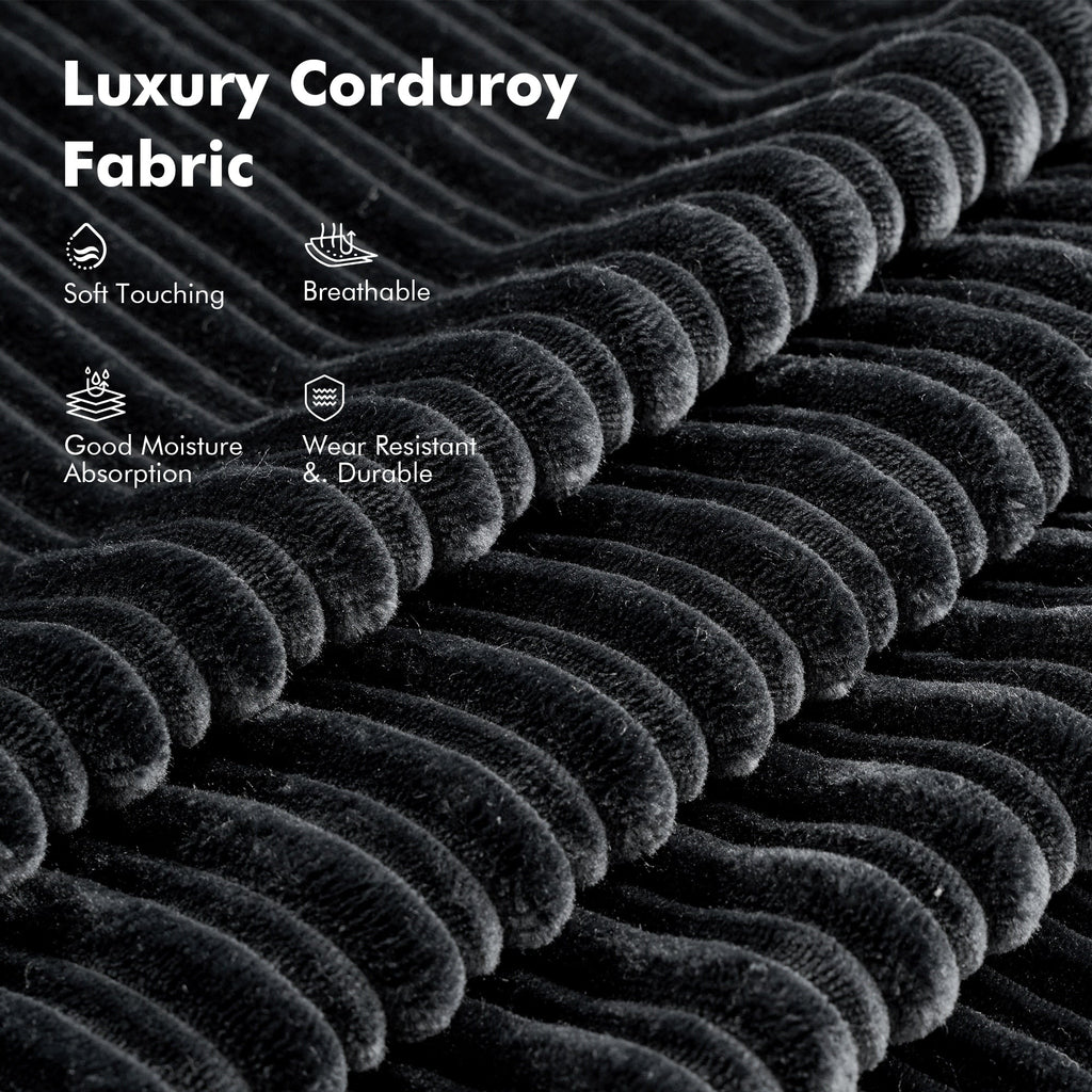 HOOOWOOO Modern Corduroy Fabric Folding Sofa Couch