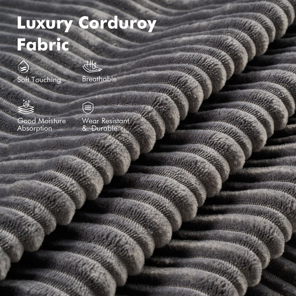 HOOOWOOO Modern Corduroy Fabric Folding Sofa Couch