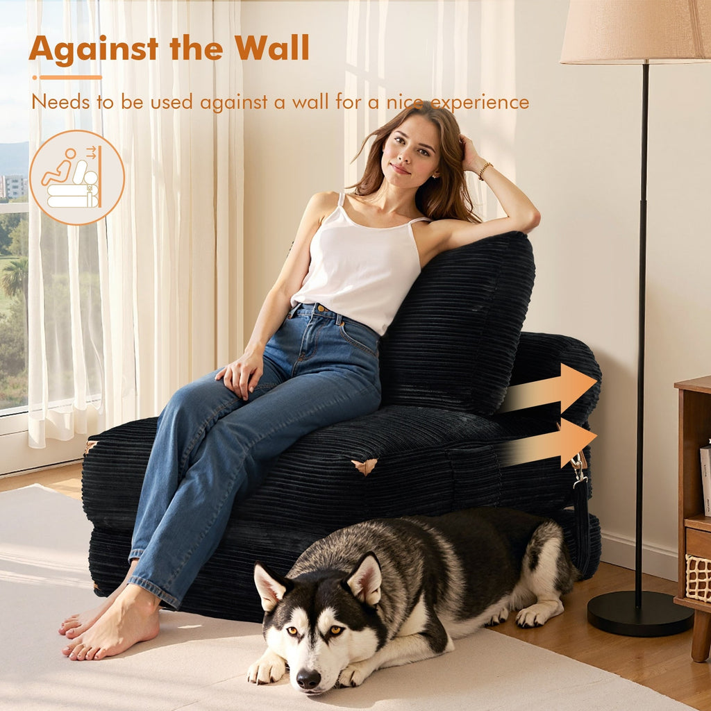 HOOOWOOO Modern Corduroy Fabric Folding Sofa Couch