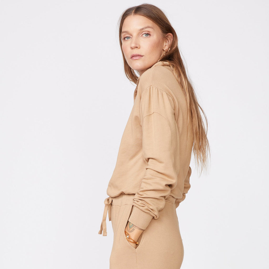 Supersoft Fleece Shirred Sleeve Jumpsuit