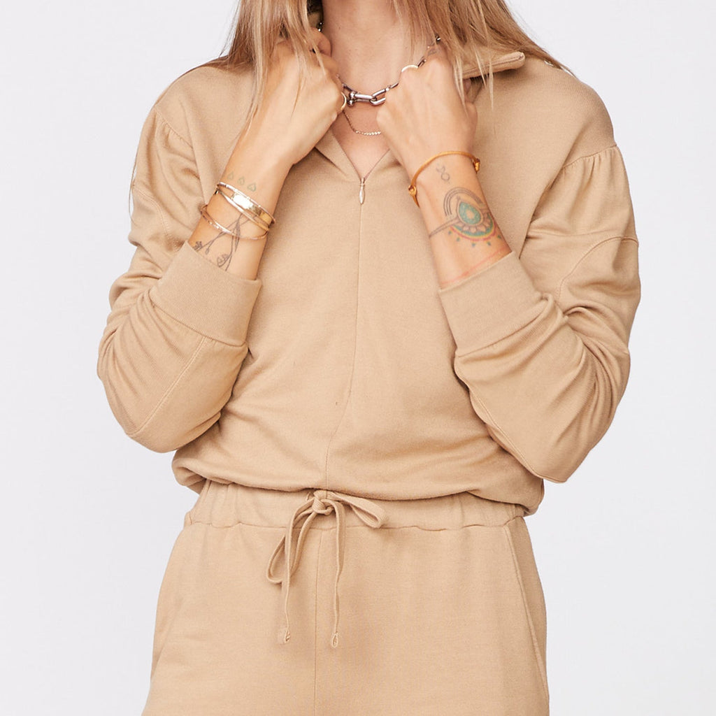 Supersoft Fleece Shirred Sleeve Jumpsuit