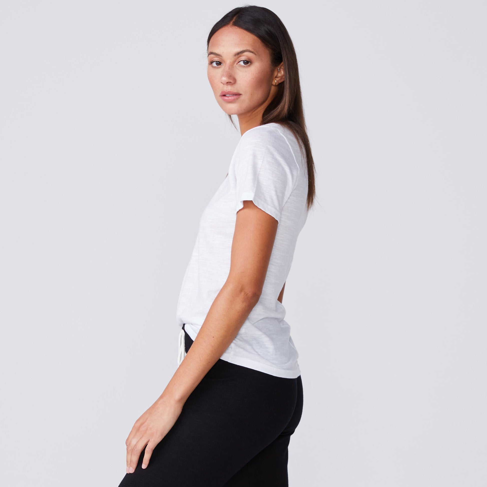 Textured Tri-Blend Fitted V Neck Tee