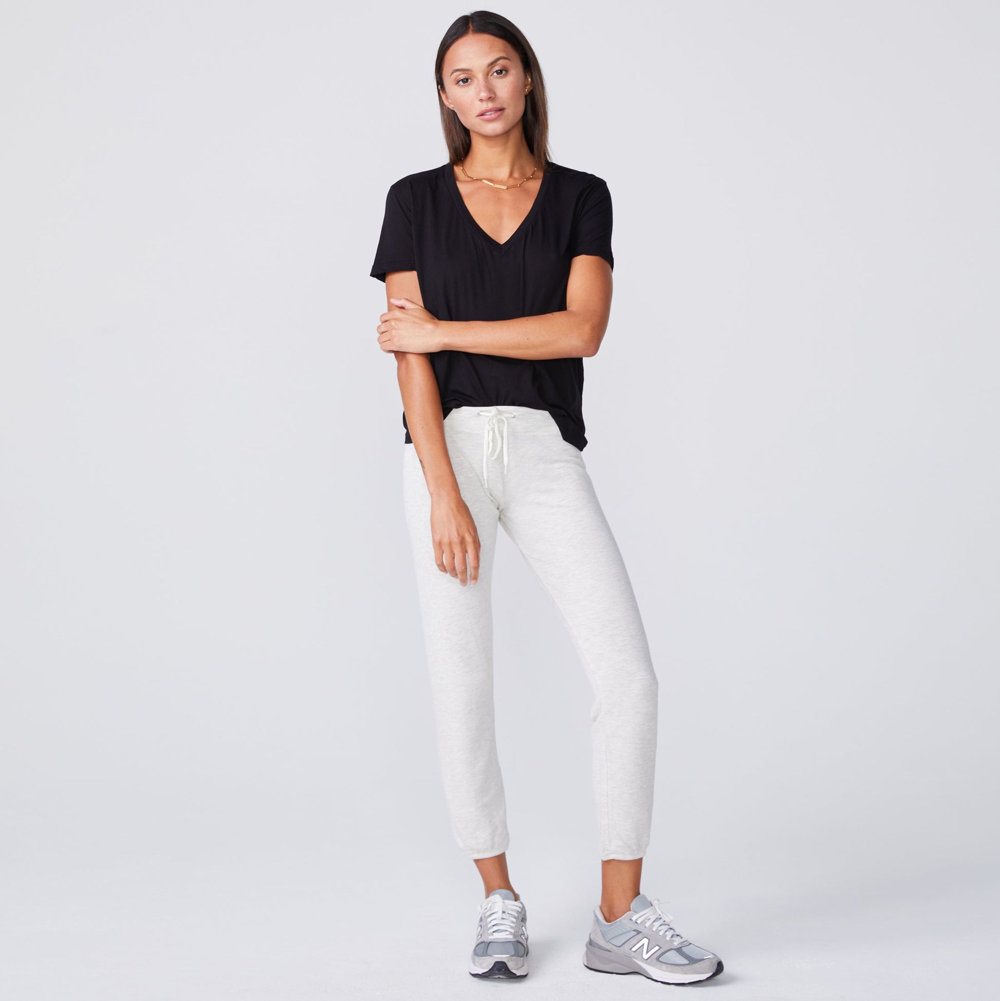 Super Fine Jersey Fitted V Neck Tee