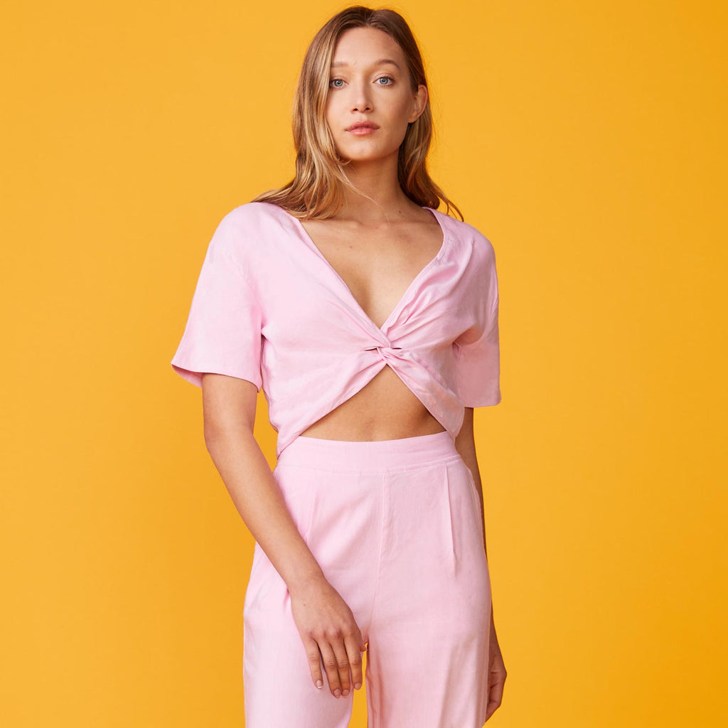 Linen Front Twist Top