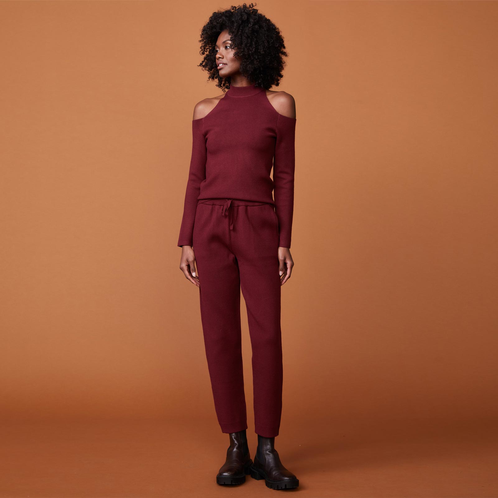 Supersoft Sweater Knit Cold Shoulder Top
