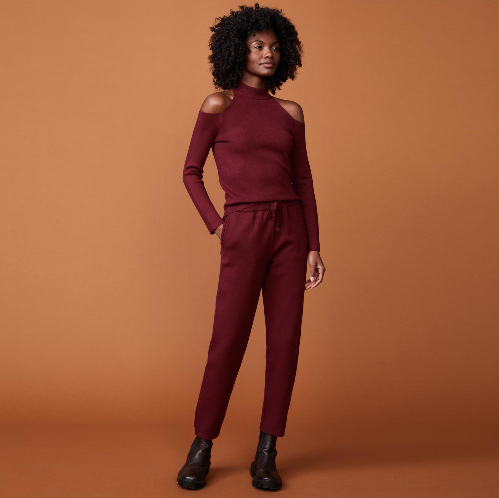 Supersoft Sweater Knit Cold Shoulder Top