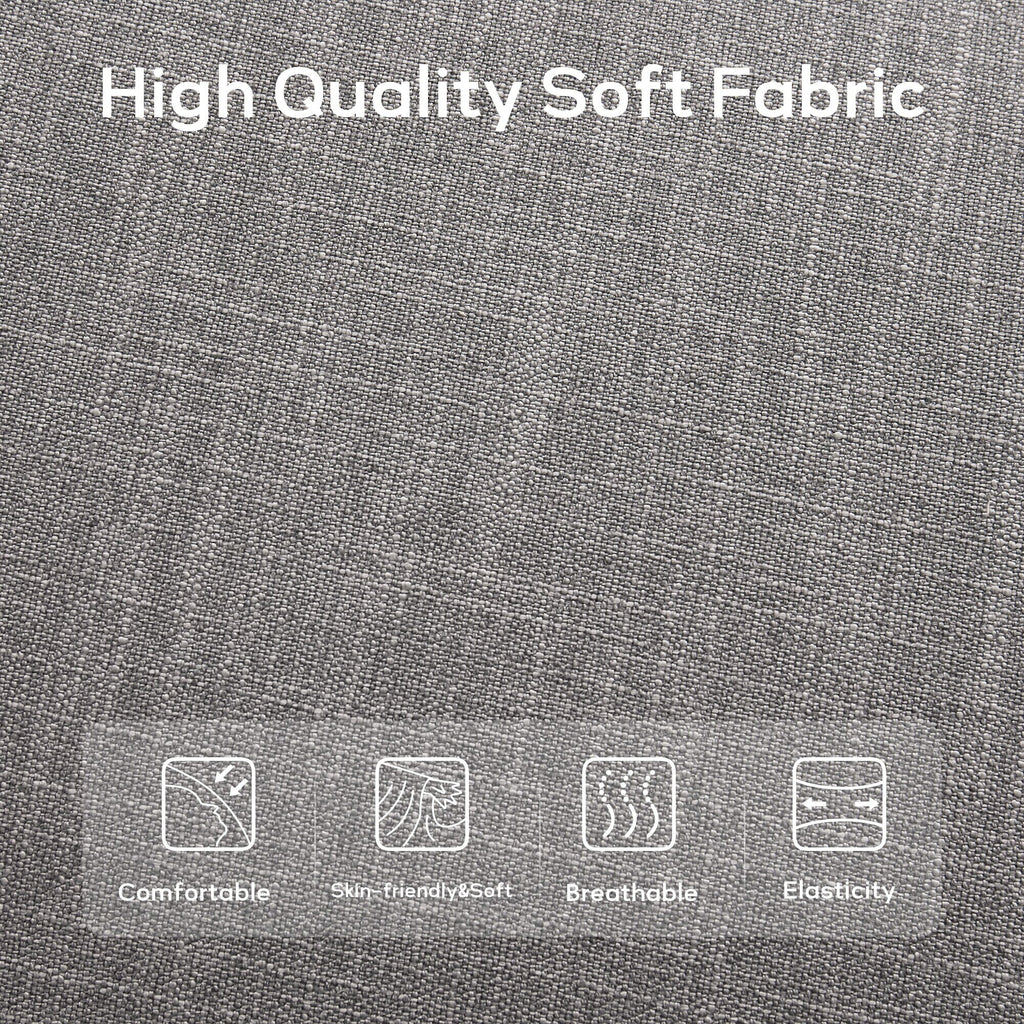 Upholstered Fabric Entryway Bench, Bedroom Bench for End of Bed Beige, Solid Wood 44-inch