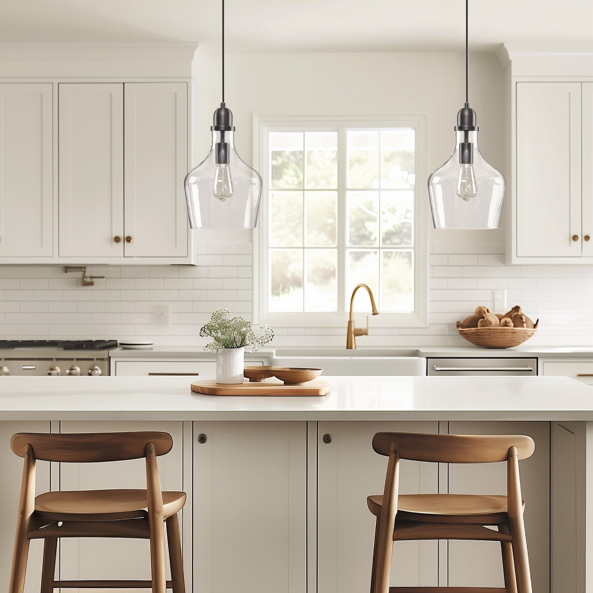 INK+IVY Auburn Bell Shaped Hanging Glass Pendant Light