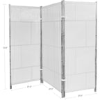 Handcrafted Bamboo Folding 3-Panel Room Divider Privacy Screen, Ecru Fabric