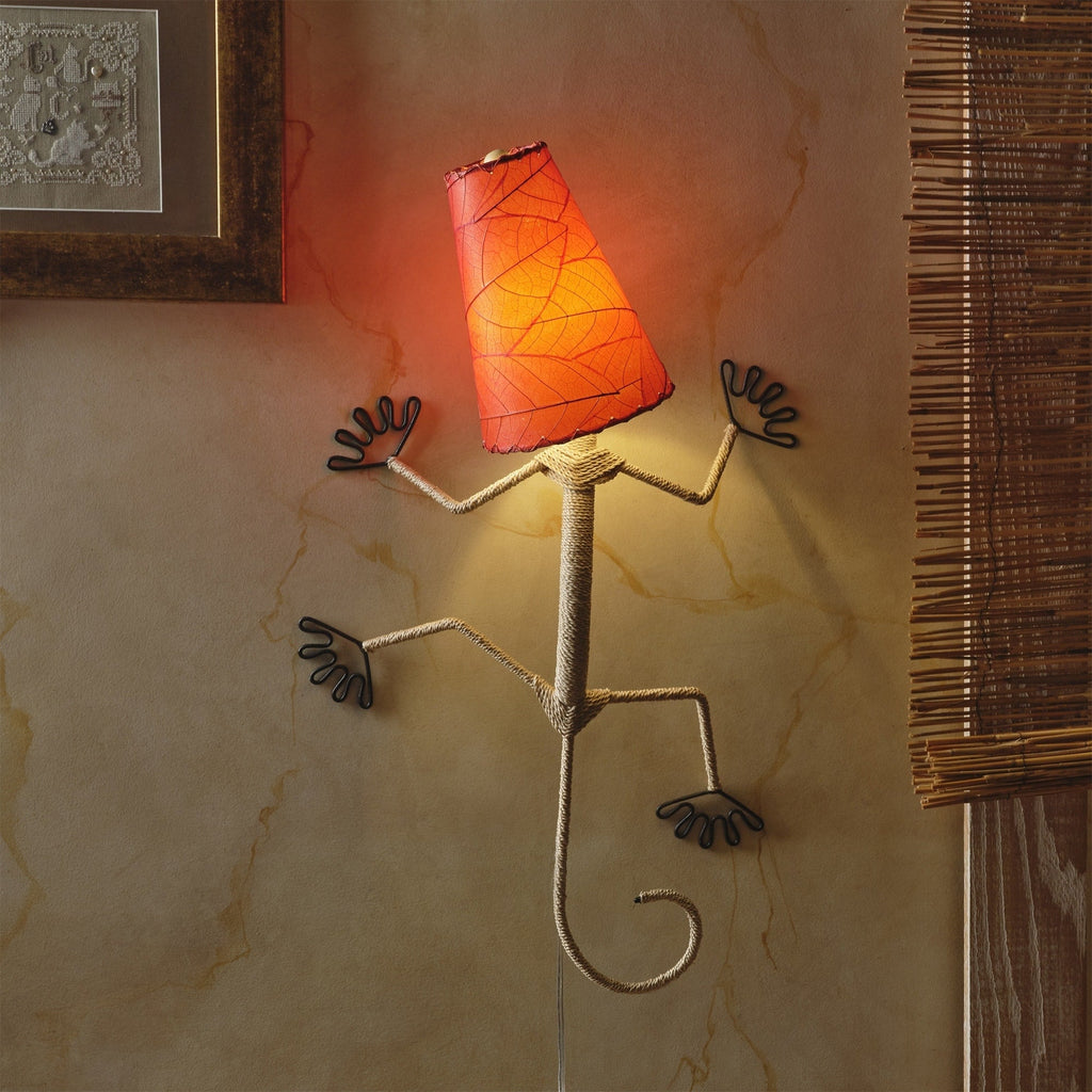 Eangee Handmade Gecko Wall Lamp Combo, Cocoa Leaves Shade, 16 x 7 x 24 in. - 16 x 7 x 24