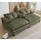 Harmonia 109 W Oversized Corduroy Sofa Bed, Deep Seat Double Lounge Chaise with 4 Pillows